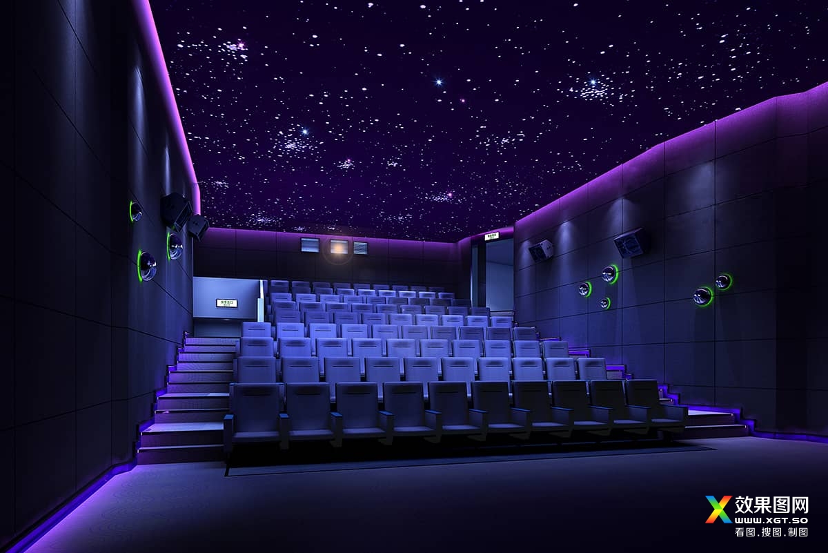 万达影院IAX厅方案设计-星空顶蓝色主题